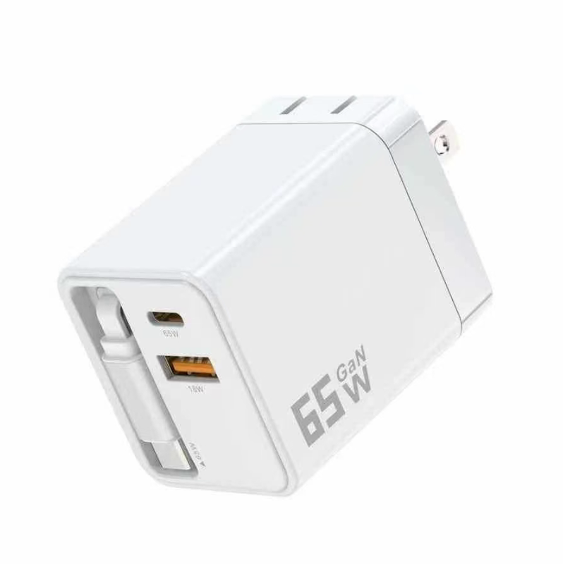 A+C PD 65W charger with built-in cable -US