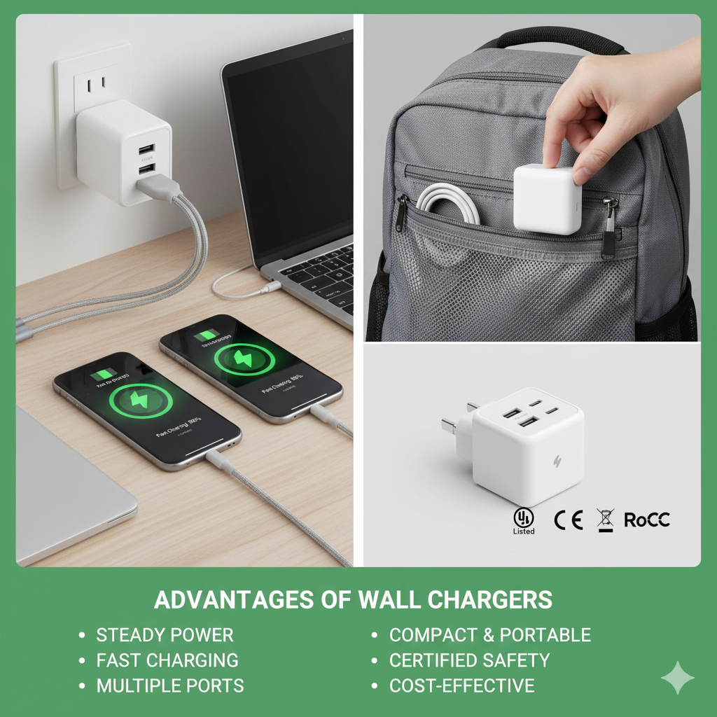 advantages of wall chargers steady power fast charge pd compact certified