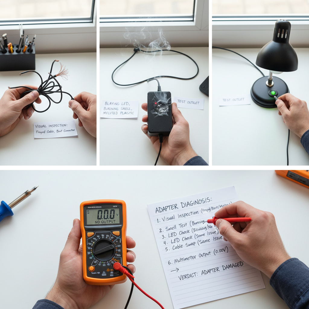 causes adapter fail cable wear connector stress thermal surge water damage wrong voltage polarity