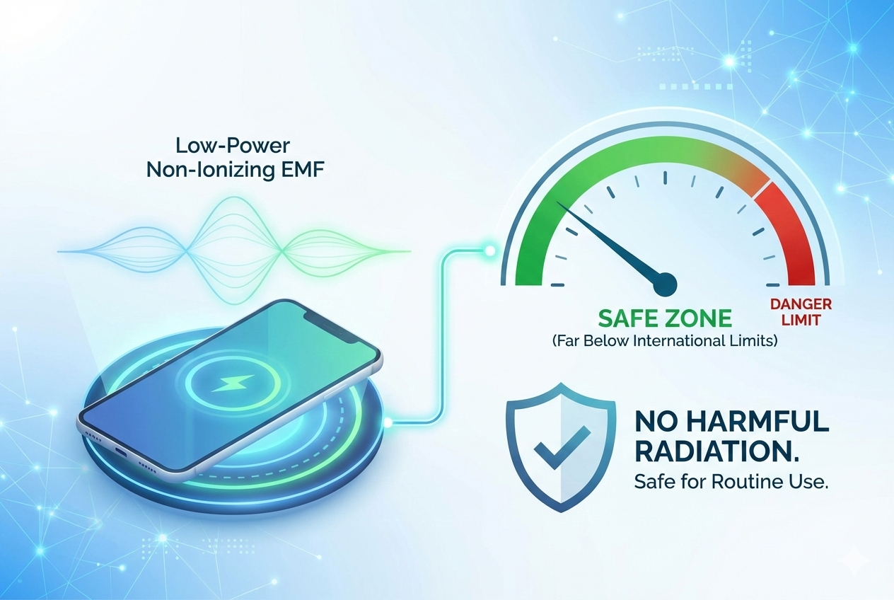 does wireless charging cause radiation low power non ionizing emf safety limits