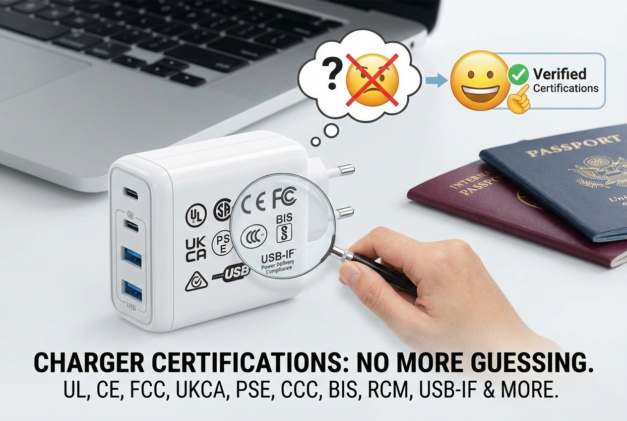 charger certifications list ul ce fcc ukca pse ccc bis rcm usb if
