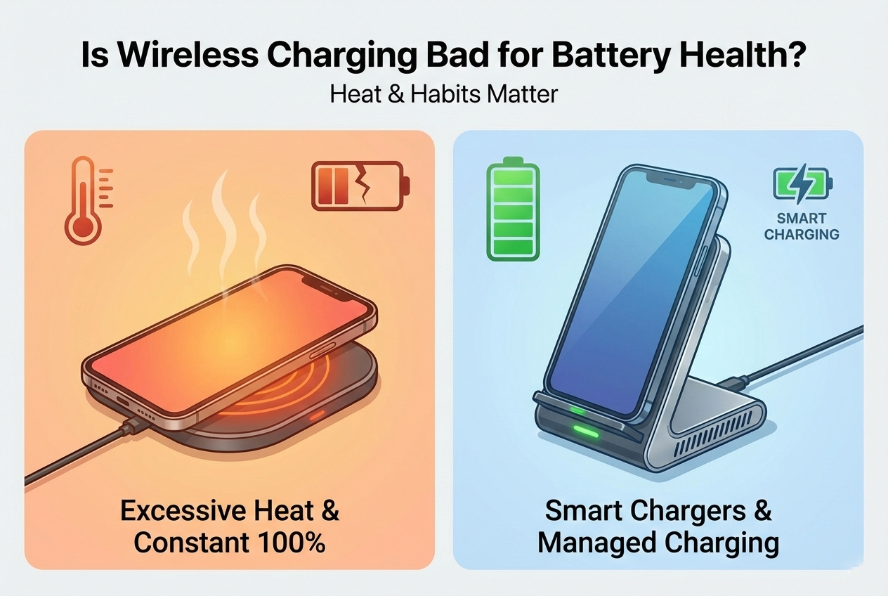 wireless charging battery health heat charge cycles optimize settings