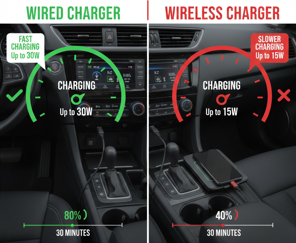 comparing charging speeds wired vs wireless faster wired less heat