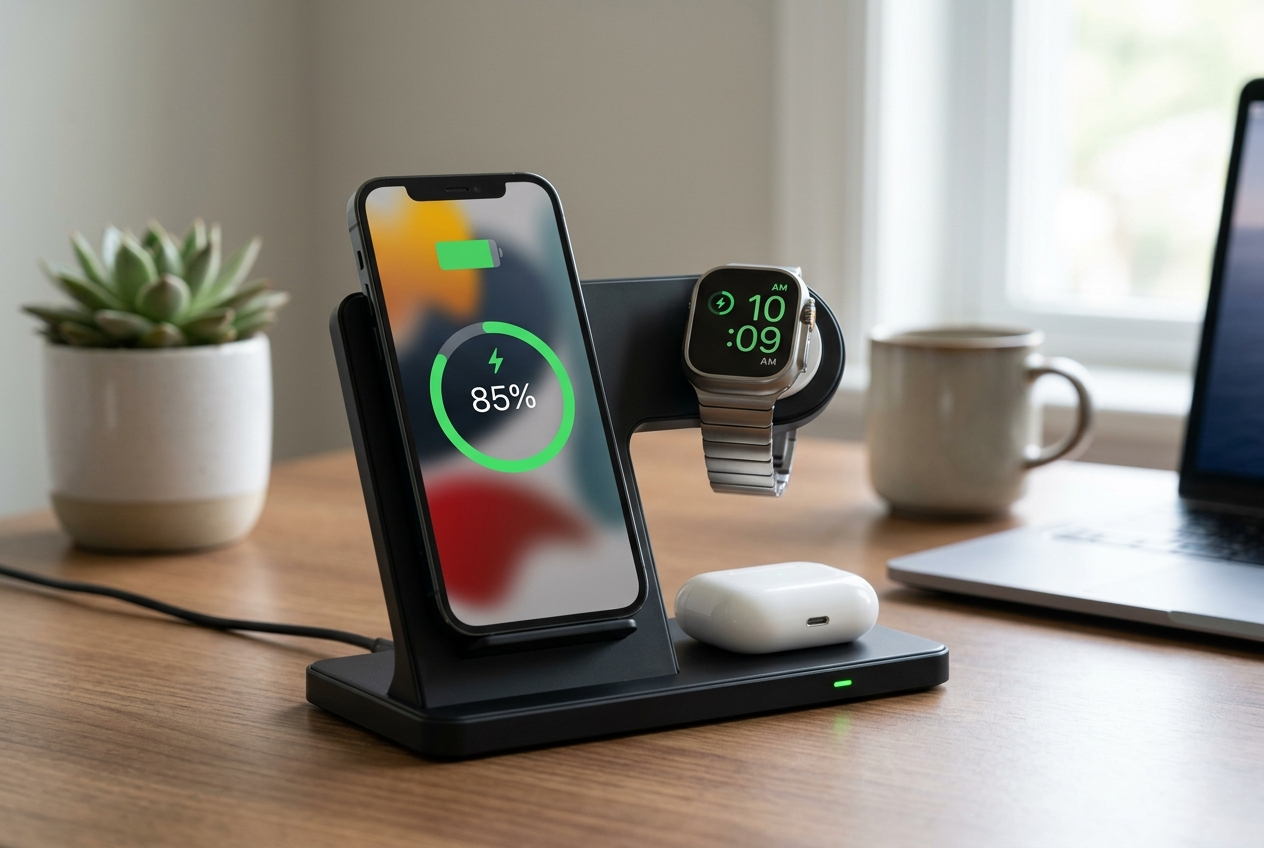 3 in 1 charger explained phone smartwatch earbuds single station