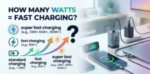 How many watts or more constitute fast charging?