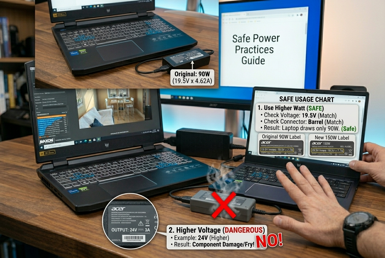 safe to use higher watt charger match voltage connector support pd or proprietary protocol