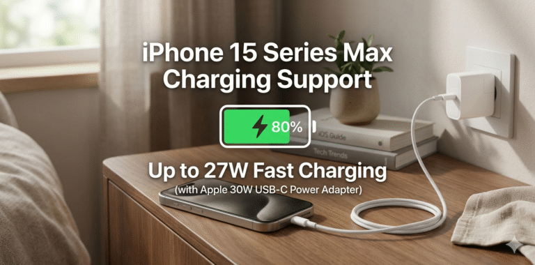 what is the highest wattage charging support for the iphone 15