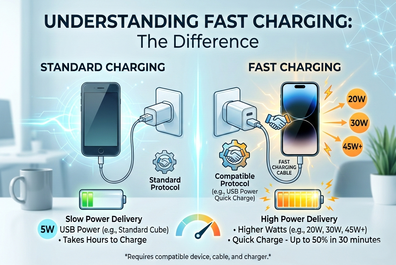 fast charging definition higher watts protocol compatibility usb pd qc oppo vooc