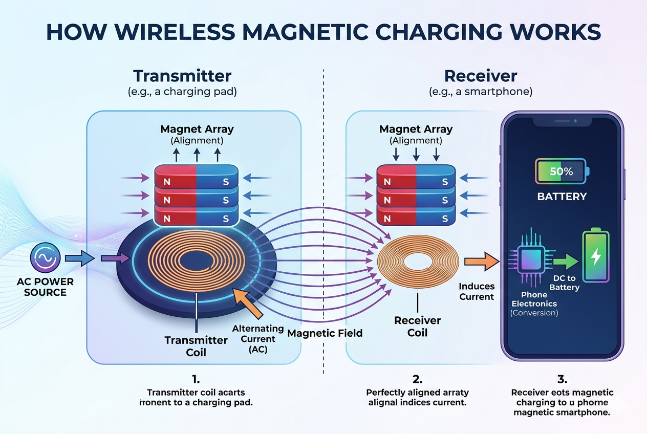 how does magnetic wireless charging work coils magnetic alignment induction