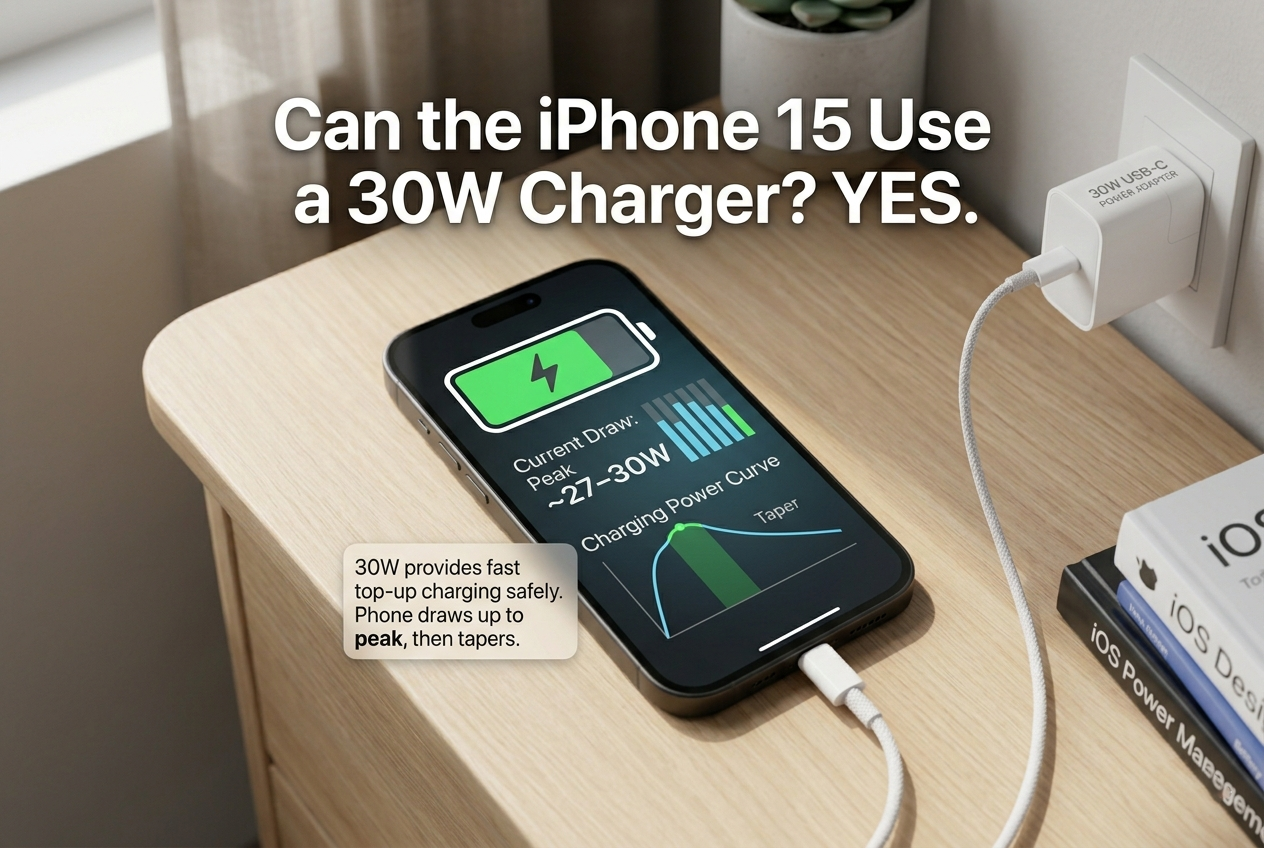 iphone 15 30w usb c pd fast charging safe recommended travel charger