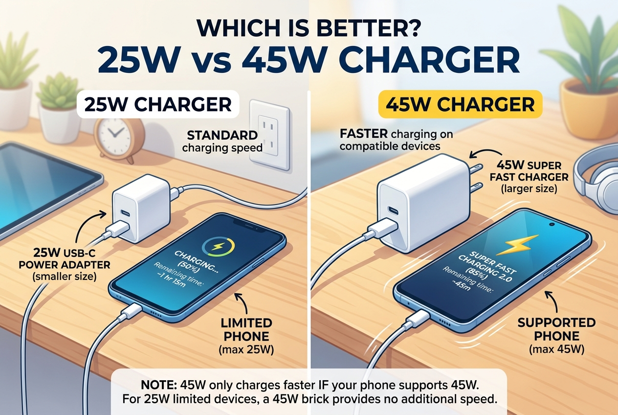 25w vs 45w samsung supercharge choose based on phone support multi device charger
