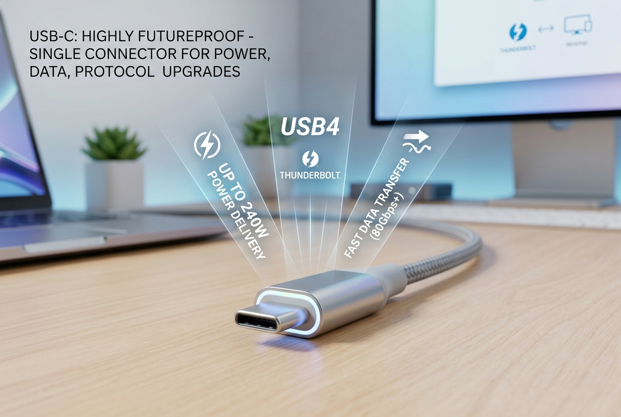 usb c futureproof supports increasing power faster data usb4 thunderbolt upgrades