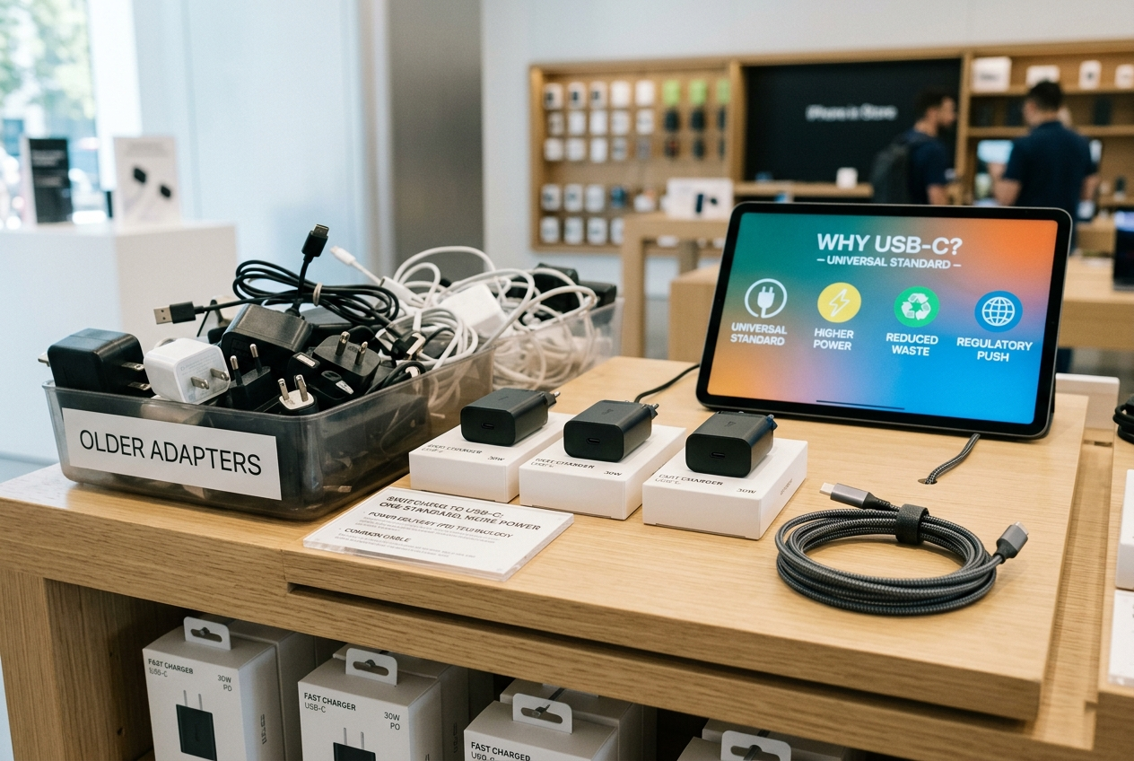 chargers change to usb c reduce skus meet higher power needs regulatory push