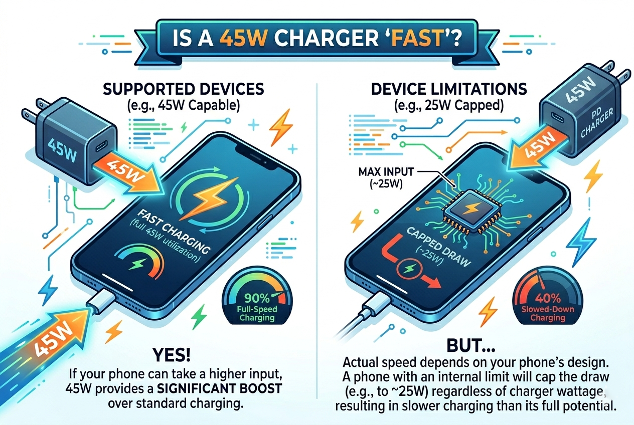 is a 45w charger a fast charger